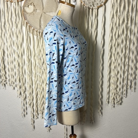 Lands' End Blue Whale Print Long Sleeve Swim Rash Guard Size S(2/4) - Picture 4 of 10